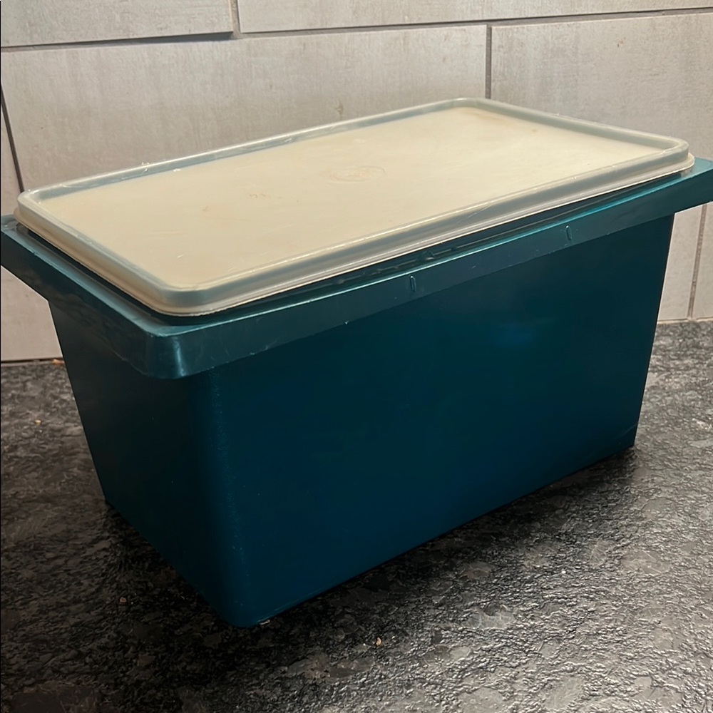 Dark Green Vintage Tupperware storage Storage Container with Lid. 12x 7x6.5